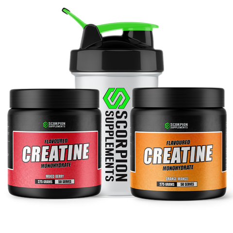 FLAVOURED CREATINE - 2 JAR COMBO w/FREE SHAKER