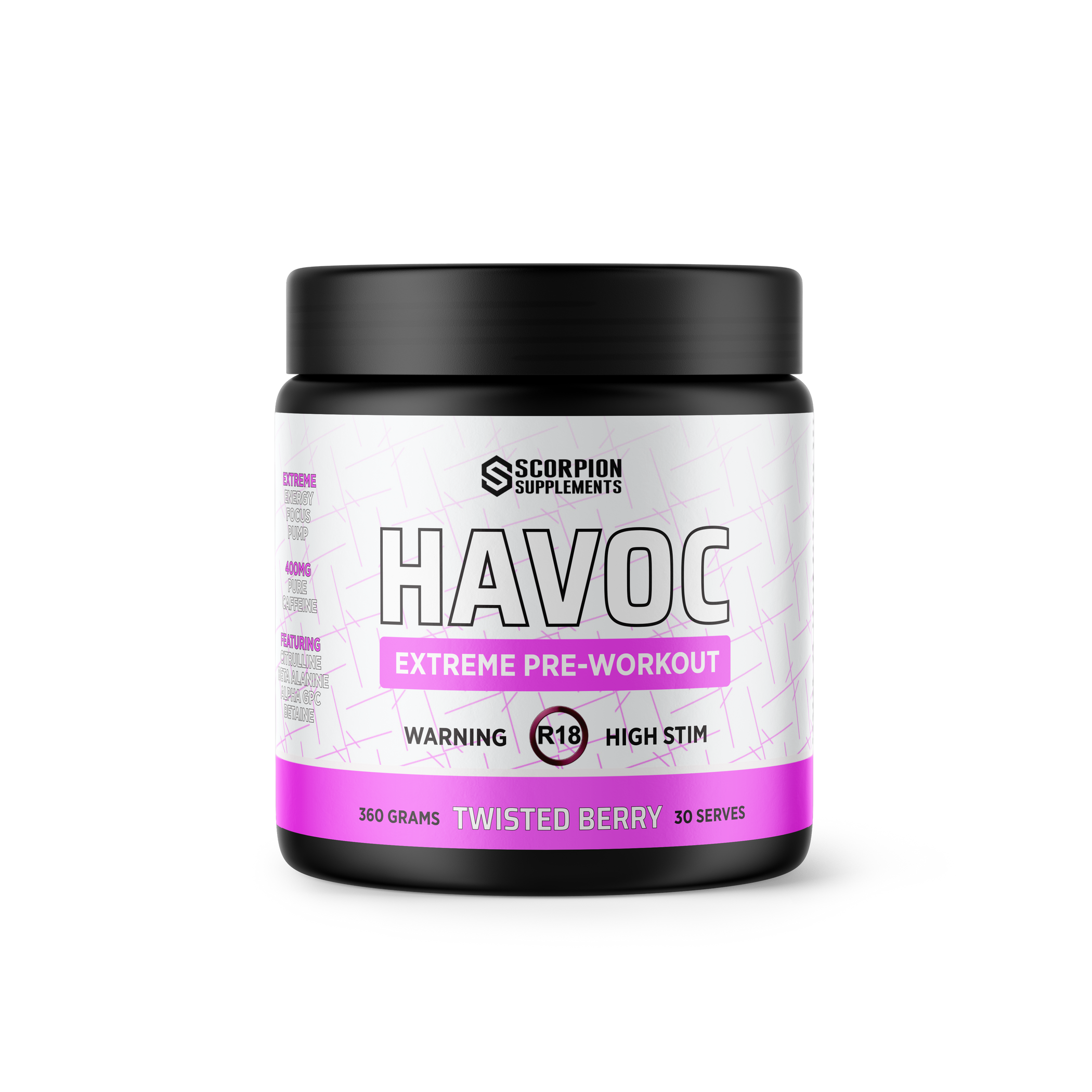 Hemohock Raspberry Pre Workout HAVOC Pre-Workout | High-Stim Energy, Focus & Massive Pumps – Scorpion ...