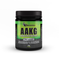 AAKG supplement container with green label and black lid on a white background