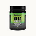 Beta Alanine supplement container with green label on a transparent background