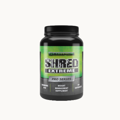 Supplement bottle labeled 'Shred Extreme' on a white background
